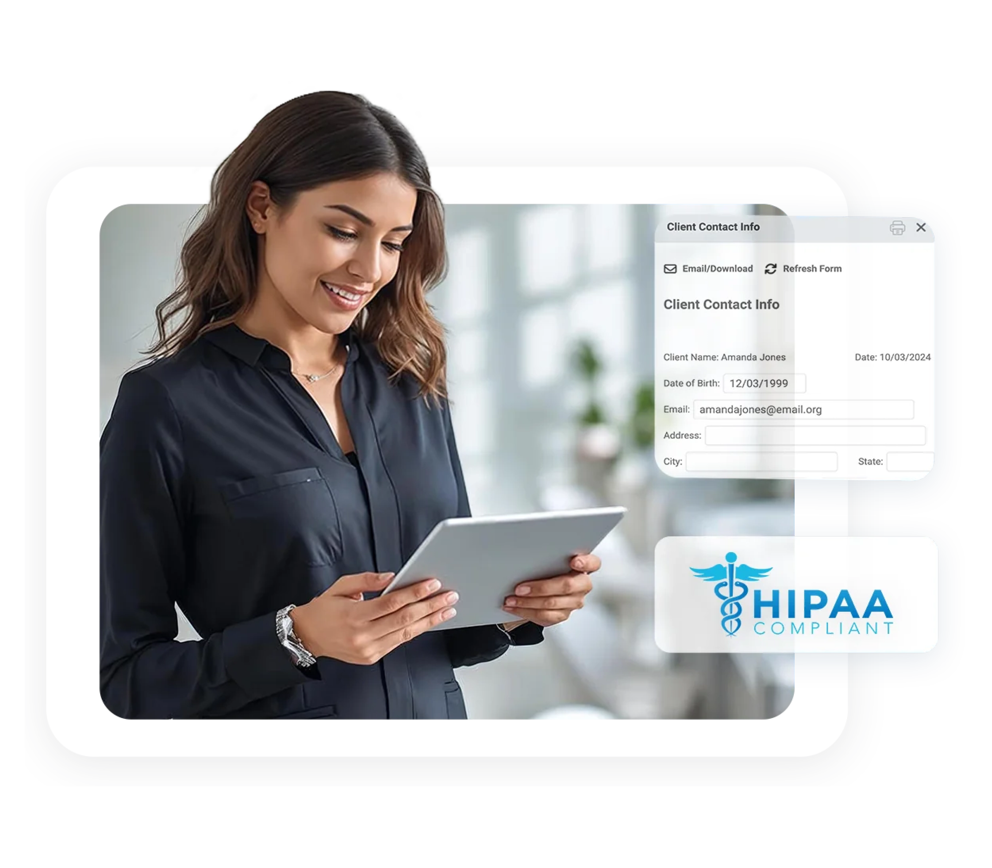 HIPAA compliant digital intake and e-record forms in aesthetics software