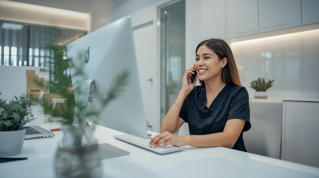 A medical spa professional using the best med spa software to book a client last-minute.