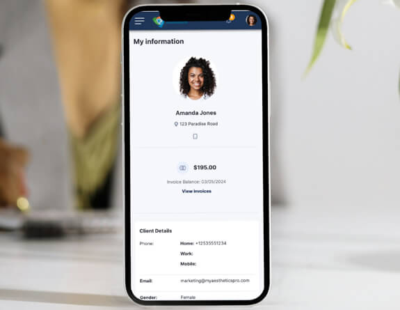 The Client Portal view on a mobile device.
