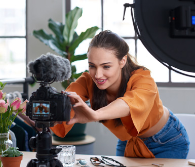 Medspa social media influencer recording video for social media.