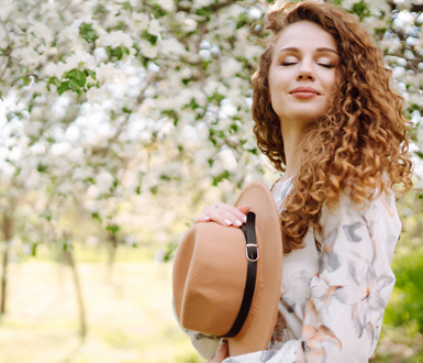 Client enjoying the spring air after her appointment booked with medical spa software