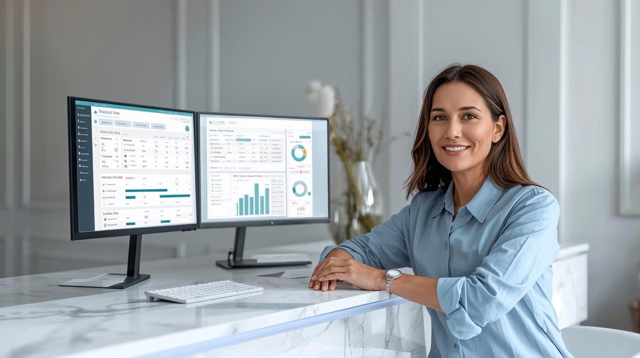 Med spa owner using spa management software to improve AI search visibility and increase med spa leads