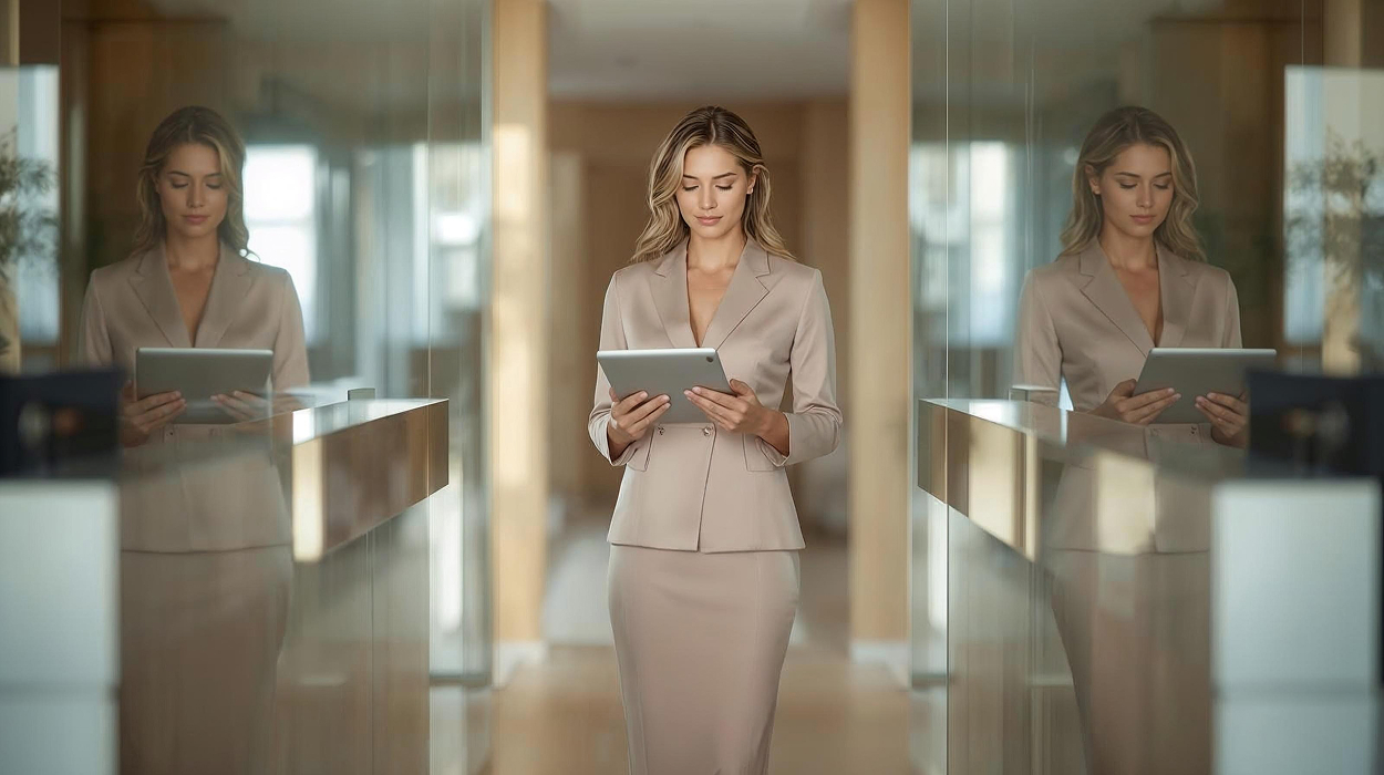 Medspa manager using spa management software to coordinate two clinic locations