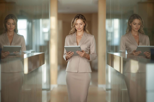 Medspa manager using spa management software to coordinate two clinic locations