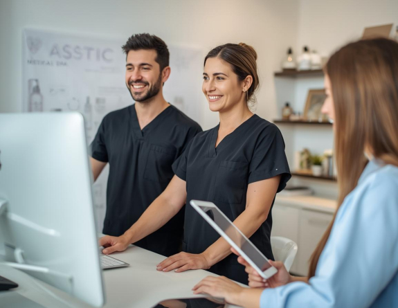 Medical spa staff easily managing the practice using the best EMR for medical
