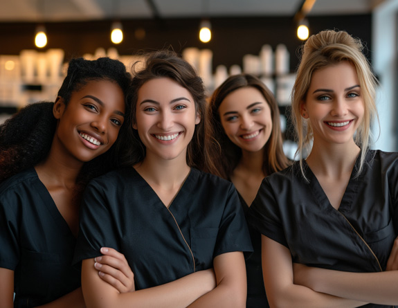  Stress free estheticians smiling preparing for appointments