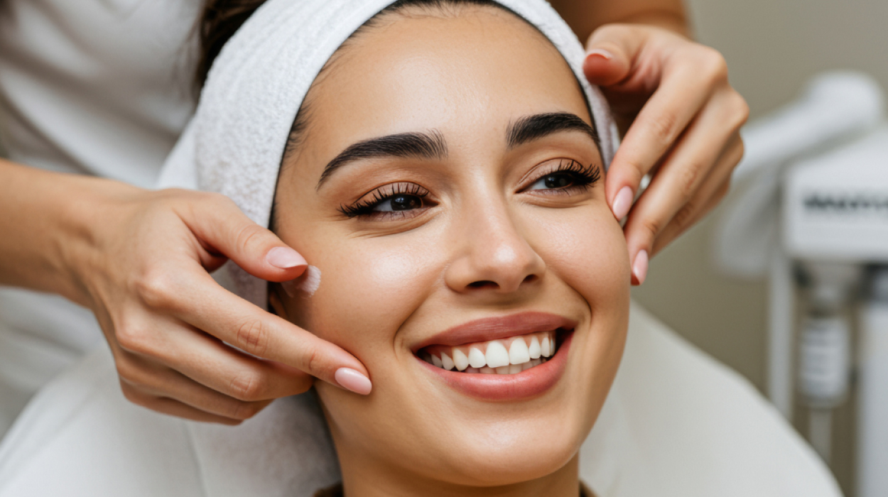 Client being prepped for treatment in a spa business