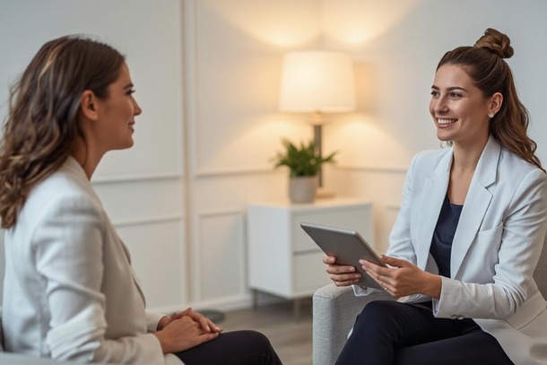Med spa client having a consultation with a provider, reflecting modern med spa client expectations in 2026