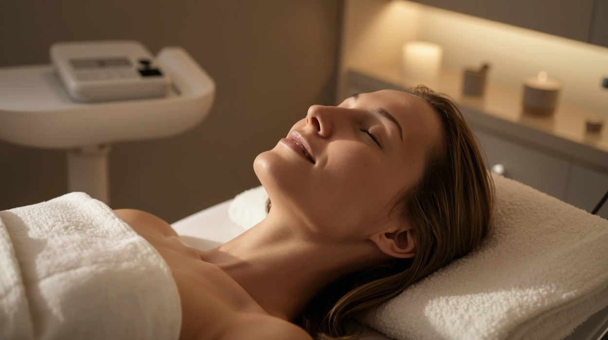 Med spa client relaxing during a treatment, experiencing the seamless care made possible by a well-built EMR for medical spa practice.