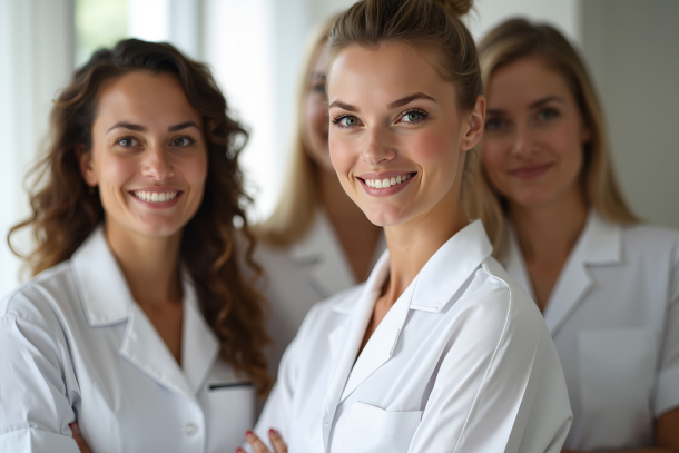 Med spa team meeting discussing staff retention strategies and using the best medical spa software