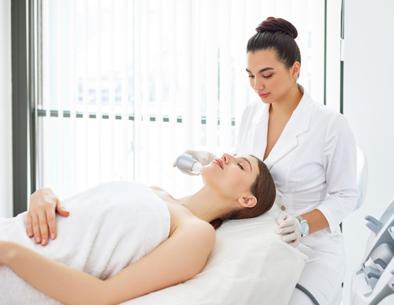 Medspa client receiving advanced skin treatment