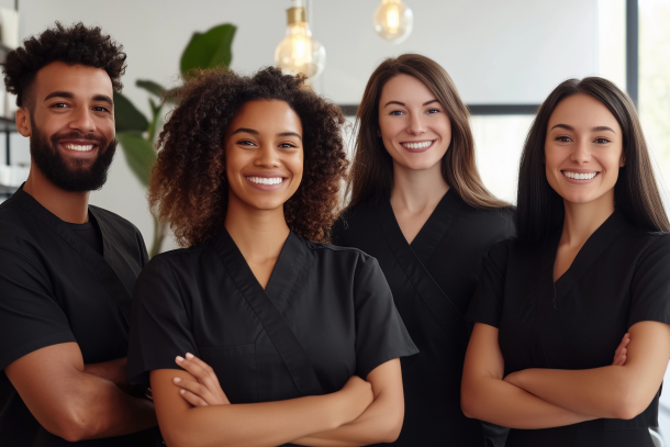 Thriving team of medical spa professionals enjoying the freedom that comes with spa management software.
