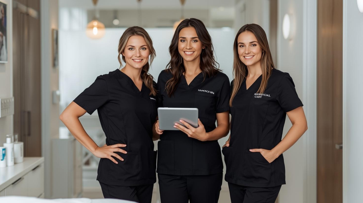 Med spa professionals using spa management software