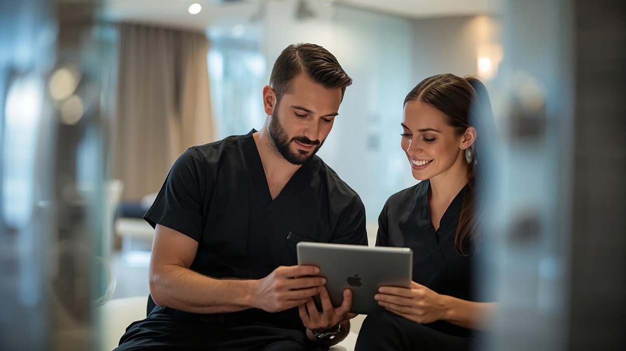 Medspa staff using AestheticsPro medical spa management software.