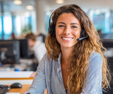 A support team member using spa management software to help a client.