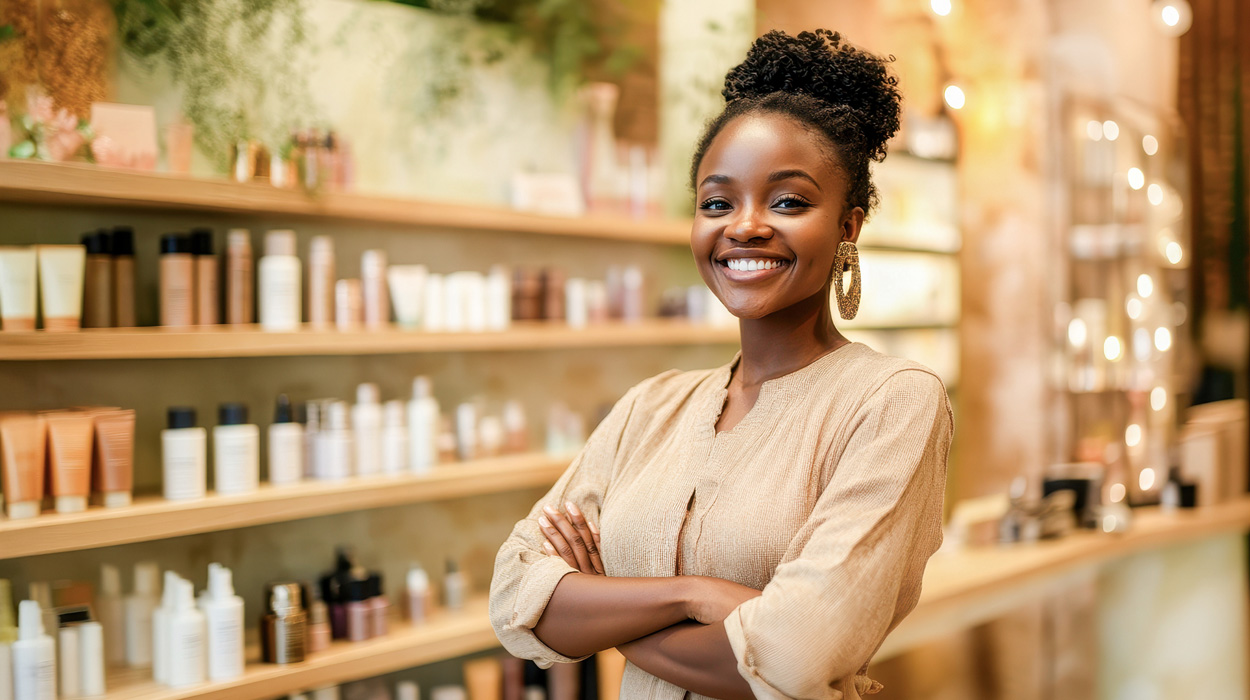 Medspa owner managing their inventory using spa software for small business