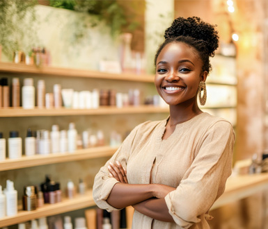 Medspa owner managing their inventory using spa software for small business