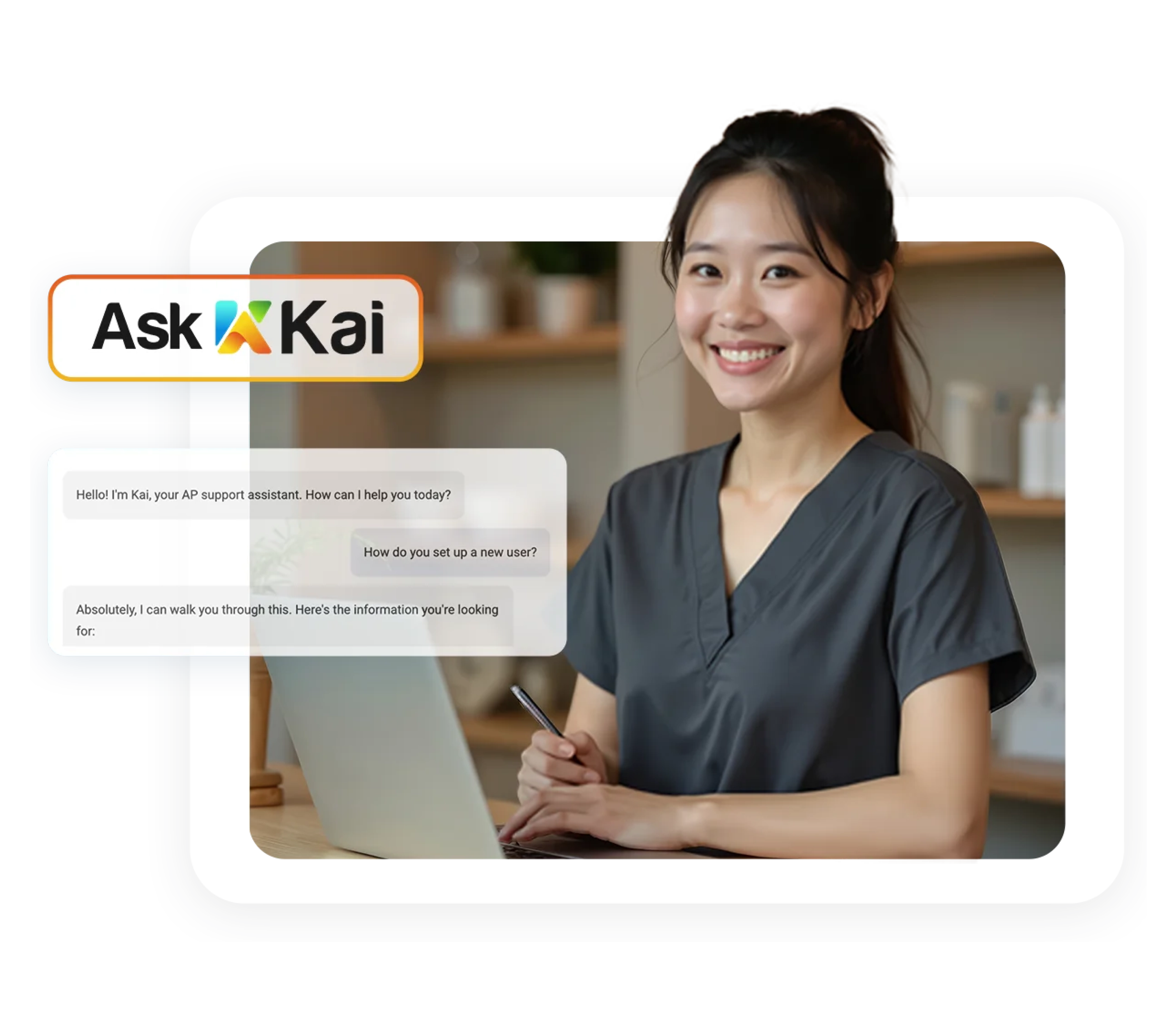Ask Kai AI support assistant built into AestheticsPro medical spa software