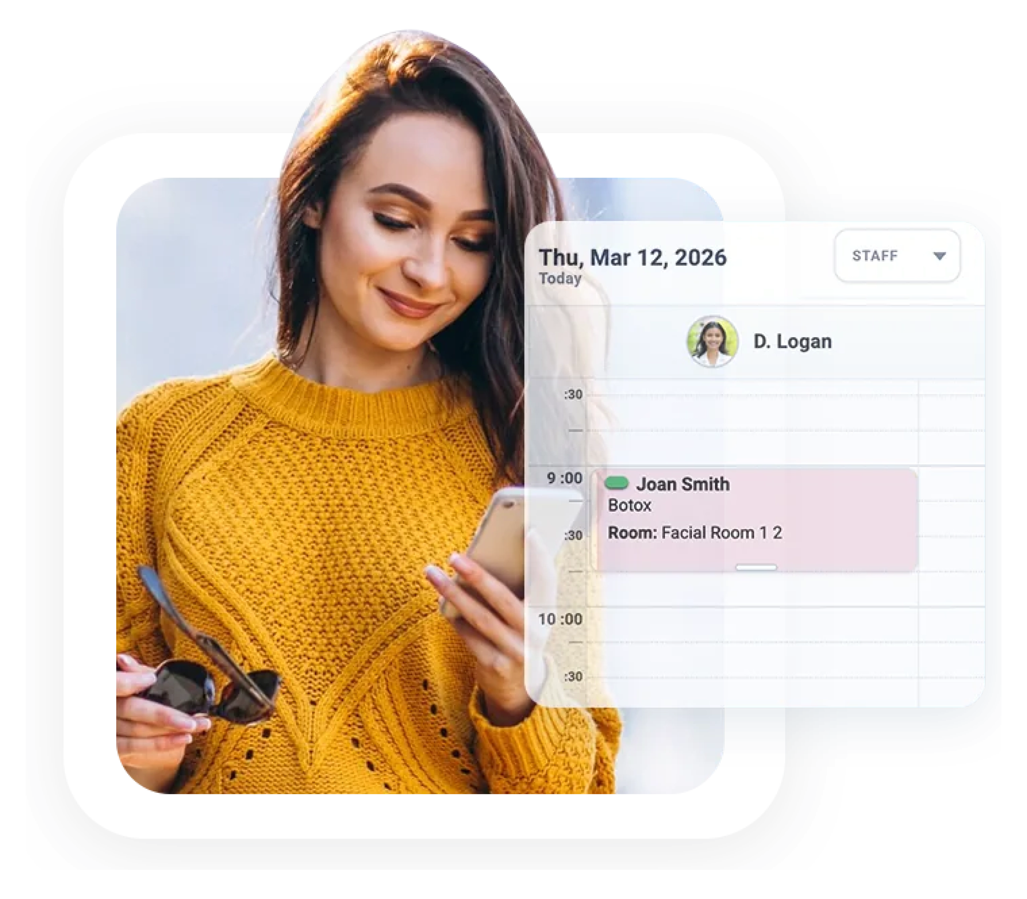 Service and staff scheduling features inside medspa software
