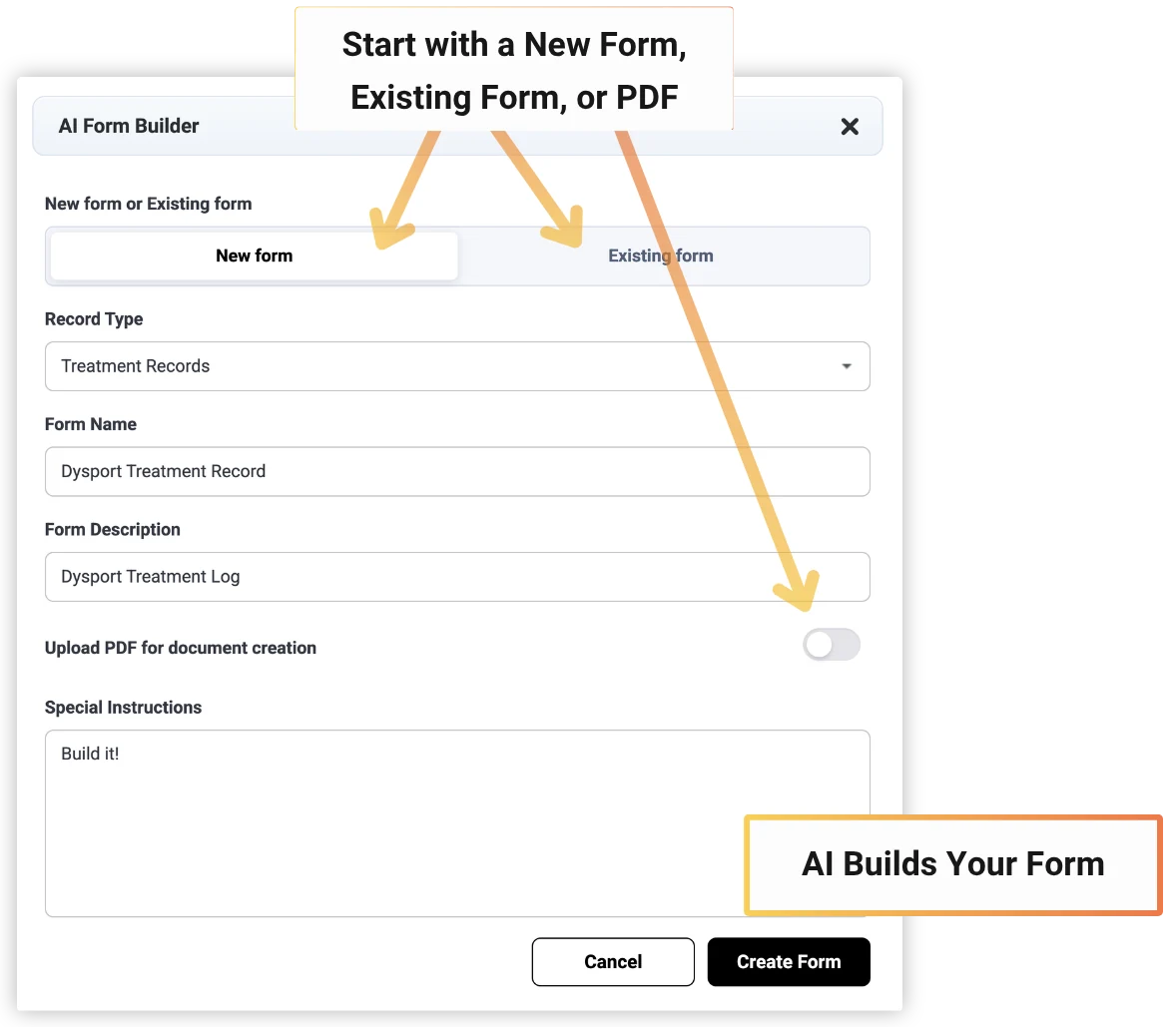 Kai AI Form Creator form builder interface