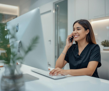 A medical spa professional using the best med spa software to book a client last-minute.