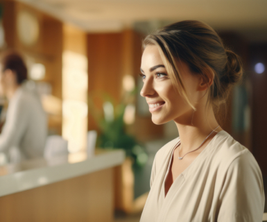 Medspa client checking in through a medical spa software system