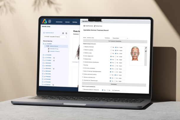 HIPAA-compliant med spa software showing secure patient records