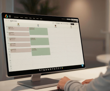 Med spa coordinator reviewing provider schedules in AestheticsPro medical spa booking software