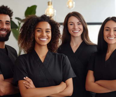 Thriving team of medical spa professionals enjoying the freedom that comes with spa management software.