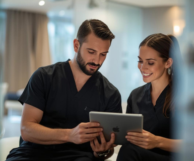 Medspa staff using AestheticsPro medical spa management software.