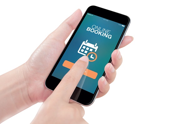 A phone application that says Online Booking